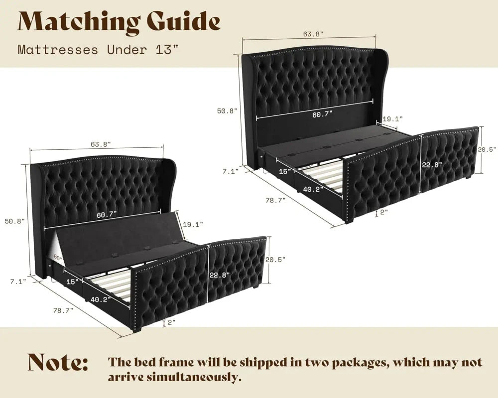 Queen Velvet Adjustable Bed Frame