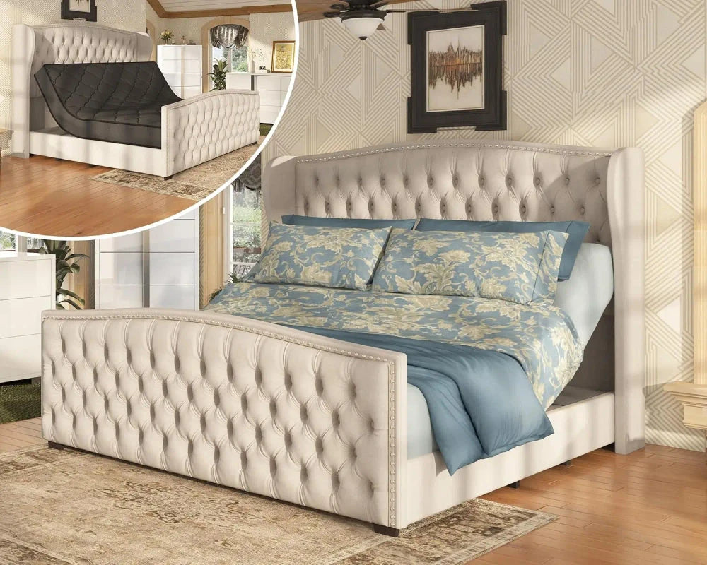 Queen Velvet Adjustable Bed Frame