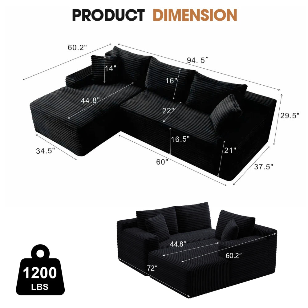 Cloud Modular Sectional Corduroy Sofa