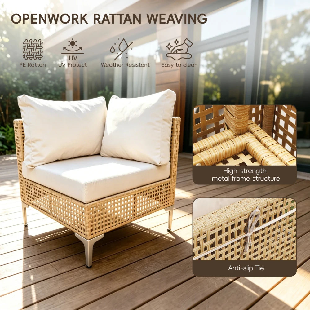 9-Piece Outdoor Patio Furniture Set Wicker Sectional Sofa